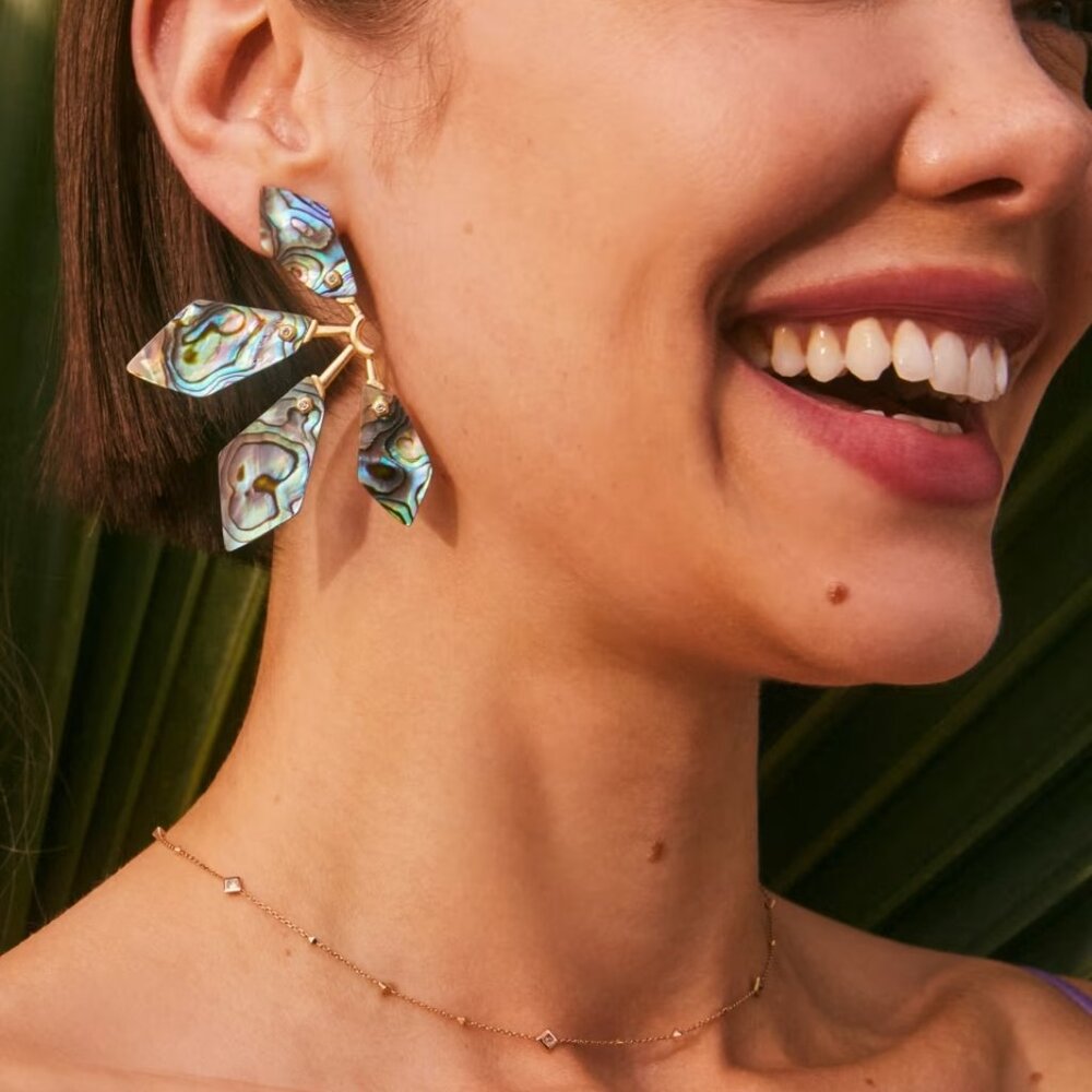 Abalone Shell Statement Earrings - Picture 3 of 5